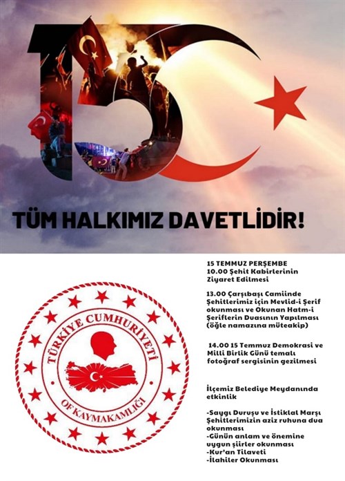 15 Temmuz Demokrasi ve Milli Birlik Günü Etkinlikleri